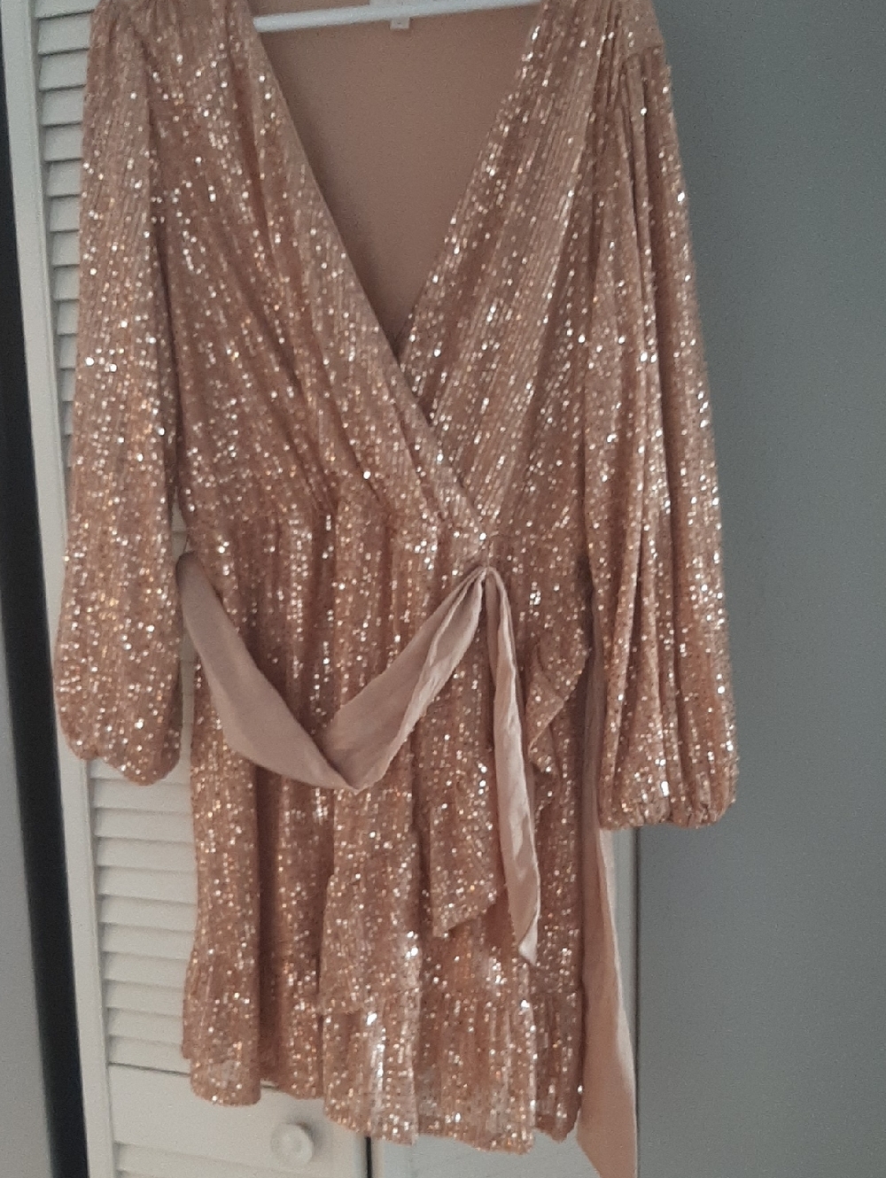 LC Lauren Conrad Rose Gold Sequin Wrap Dress